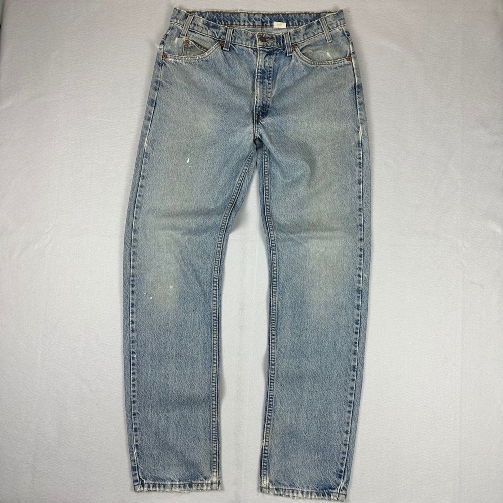 Vintage Levis 505 Orange Tab Jeans Mens 34x34 Light Wash Straight Leg Denim